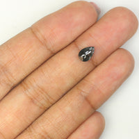 Natural Loose Pear Salt And Pepper Diamond Black Grey Color 0.73 CT 7.10 MM Pear Shape Rose Cut Diamond KDL1025