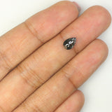 Natural Loose Pear Salt And Pepper Diamond Black Grey Color 0.73 CT 7.10 MM Pear Shape Rose Cut Diamond KDL1025