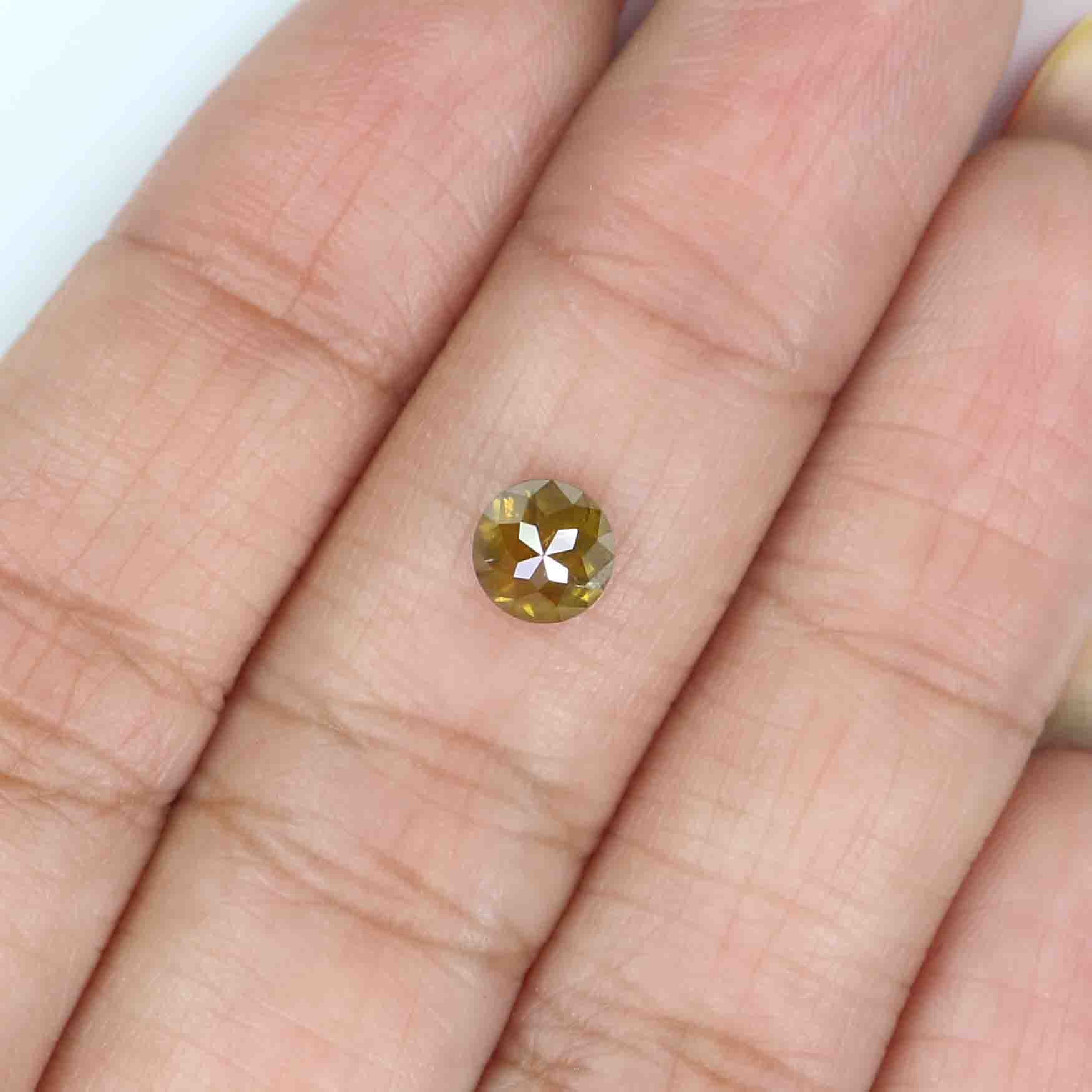 0.87 CT Natural Loose Round Rose Cut Diamond Yellow Color Round Shape Diamond 5.55 MM Natural Yellow Color Round Rose Cut Diamond LQ9136