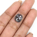 Natural Loose Oval Salt And Pepper Diamond Black Grey Color 4.79 CT 11.25 MM Oval Shape Rose Cut Diamond KDL2129