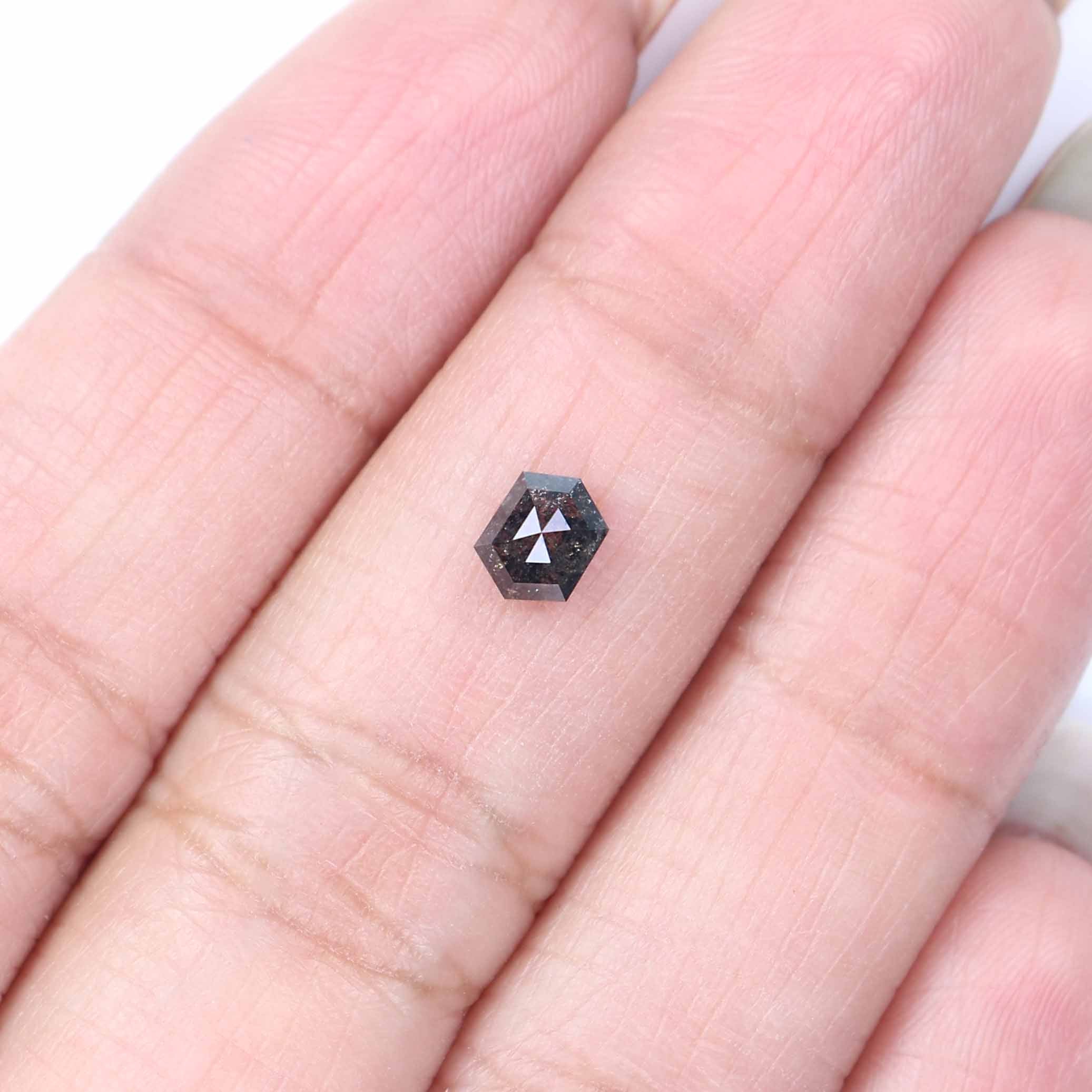 0.50 CT Natural Loose Hexagon Cut Diamond Salt And Pepper Hexagon Diamond 5.35 MM Natural Loose Black Grey Color Hexagon Cut Diamond KQ2541