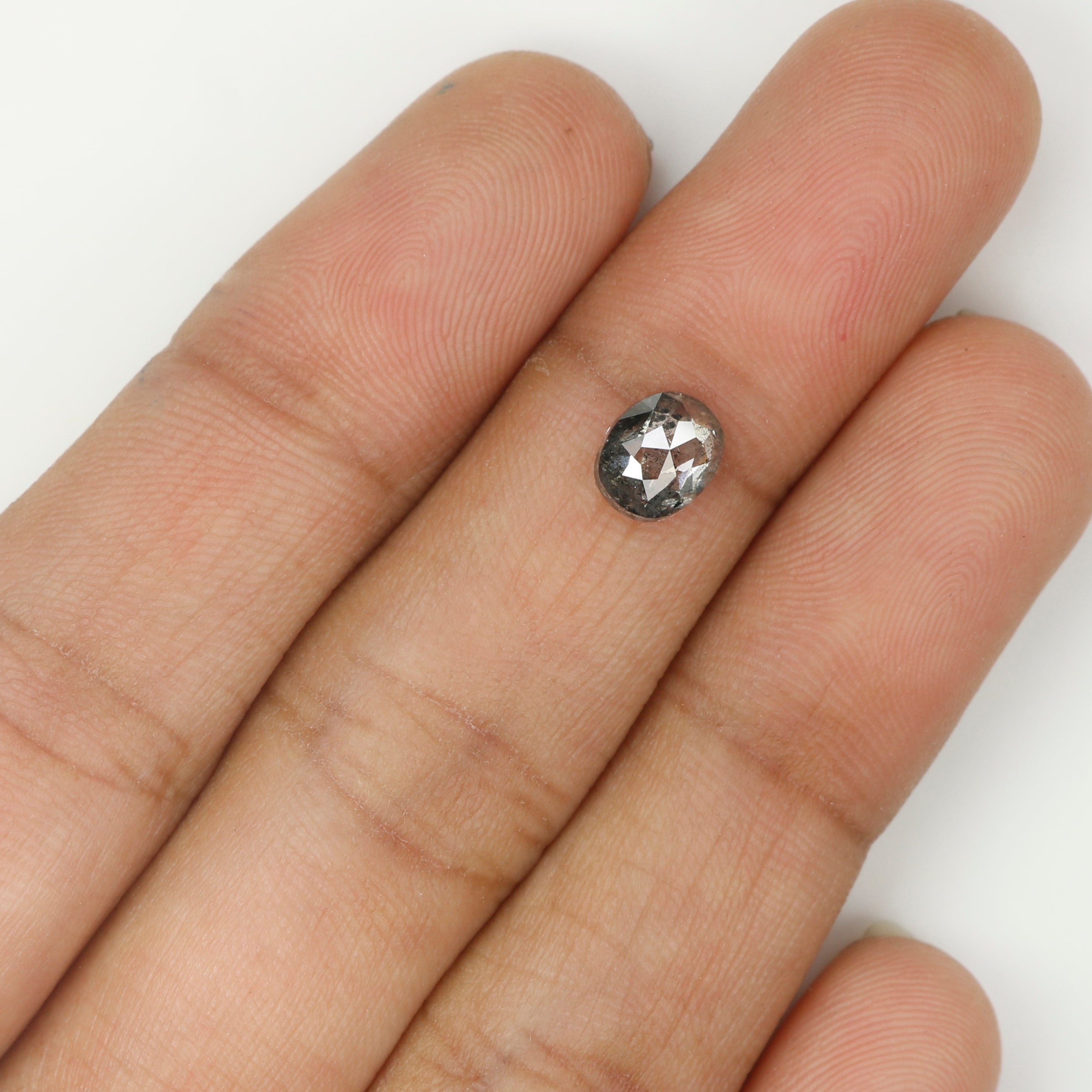 1.00 CT Natural Loose Oval Shape Diamond Salt And Pepper Oval Diamond 6.55 MM Natural Loose Black Grey Color Oval Rose Cut Diamond QL761