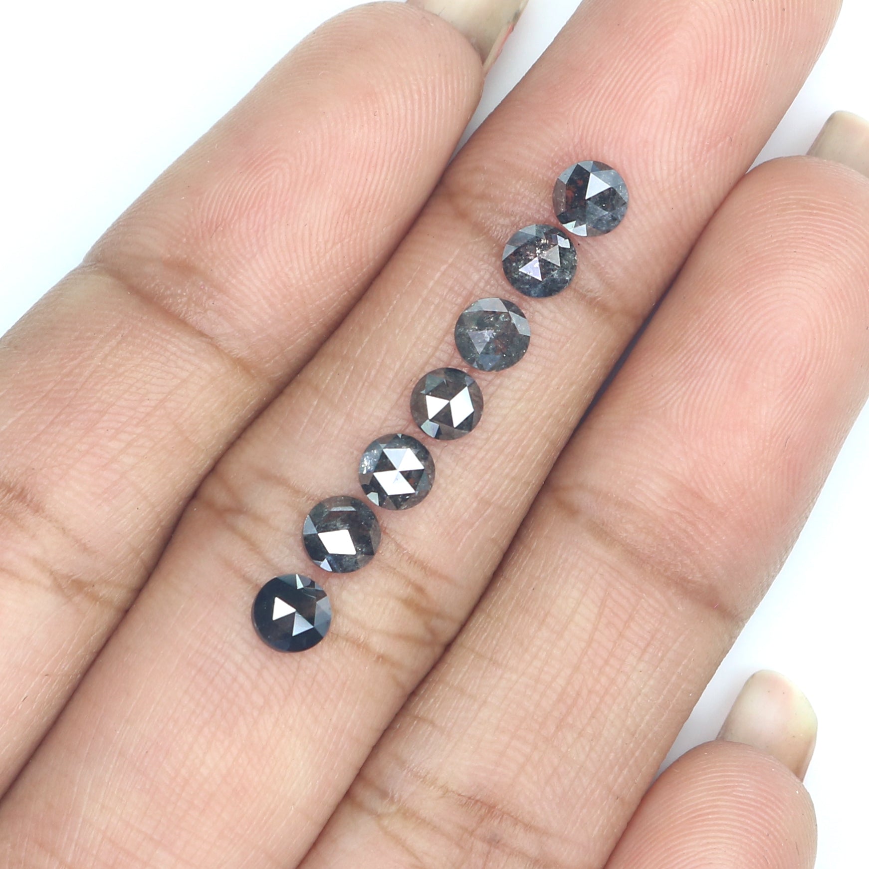 Natural Loose Rose Cut Salt And Pepper Diamond Black Grey Color 1.97 CT 3.88 MM Rose Cut Shape Diamond L2381