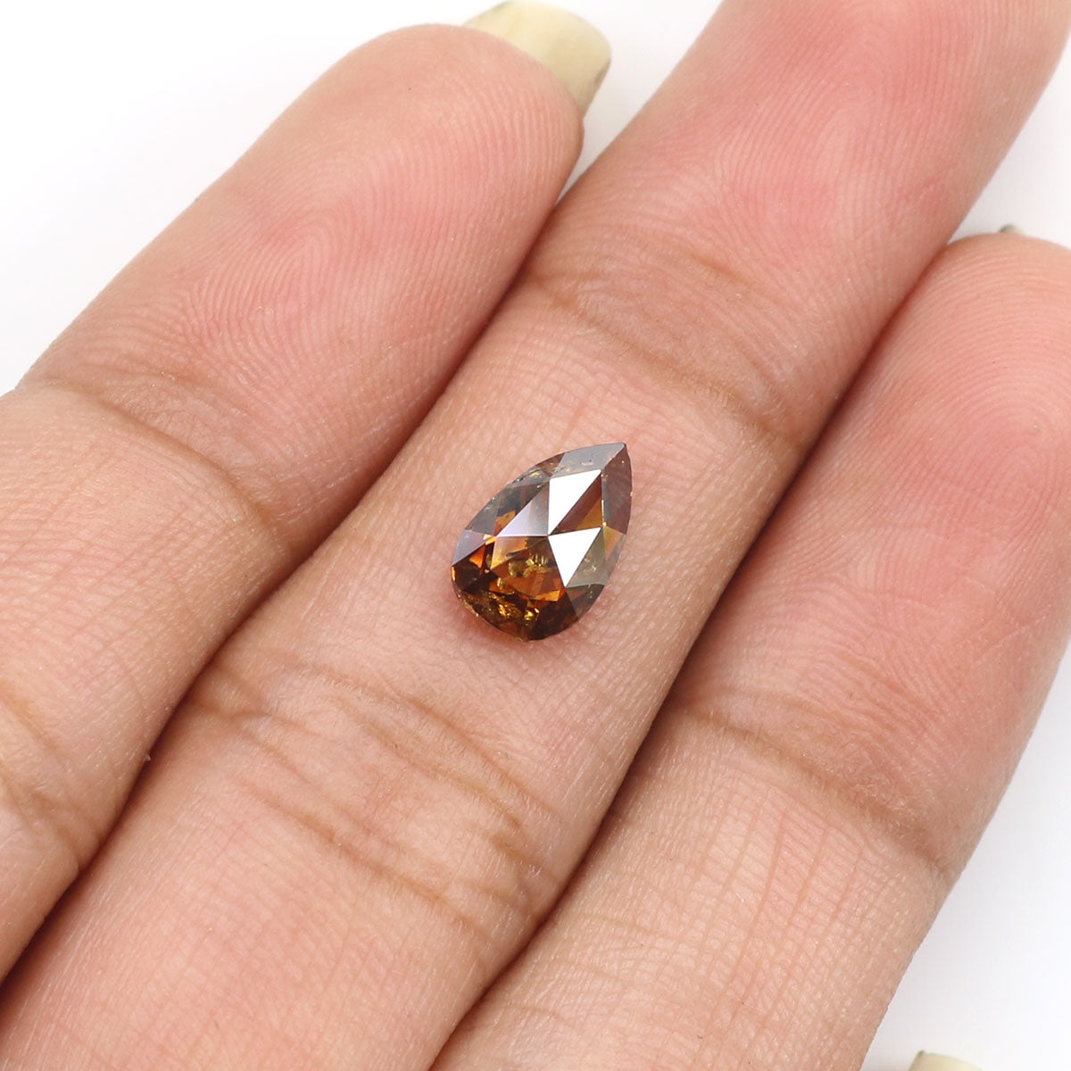 1.00 CT Natural Loose Pear Shape Diamond Brown Champagne Color Pear Cut Diamond 8.80 MM Natural Brown Diamond Pear Rose Cut Diamond LQ6177