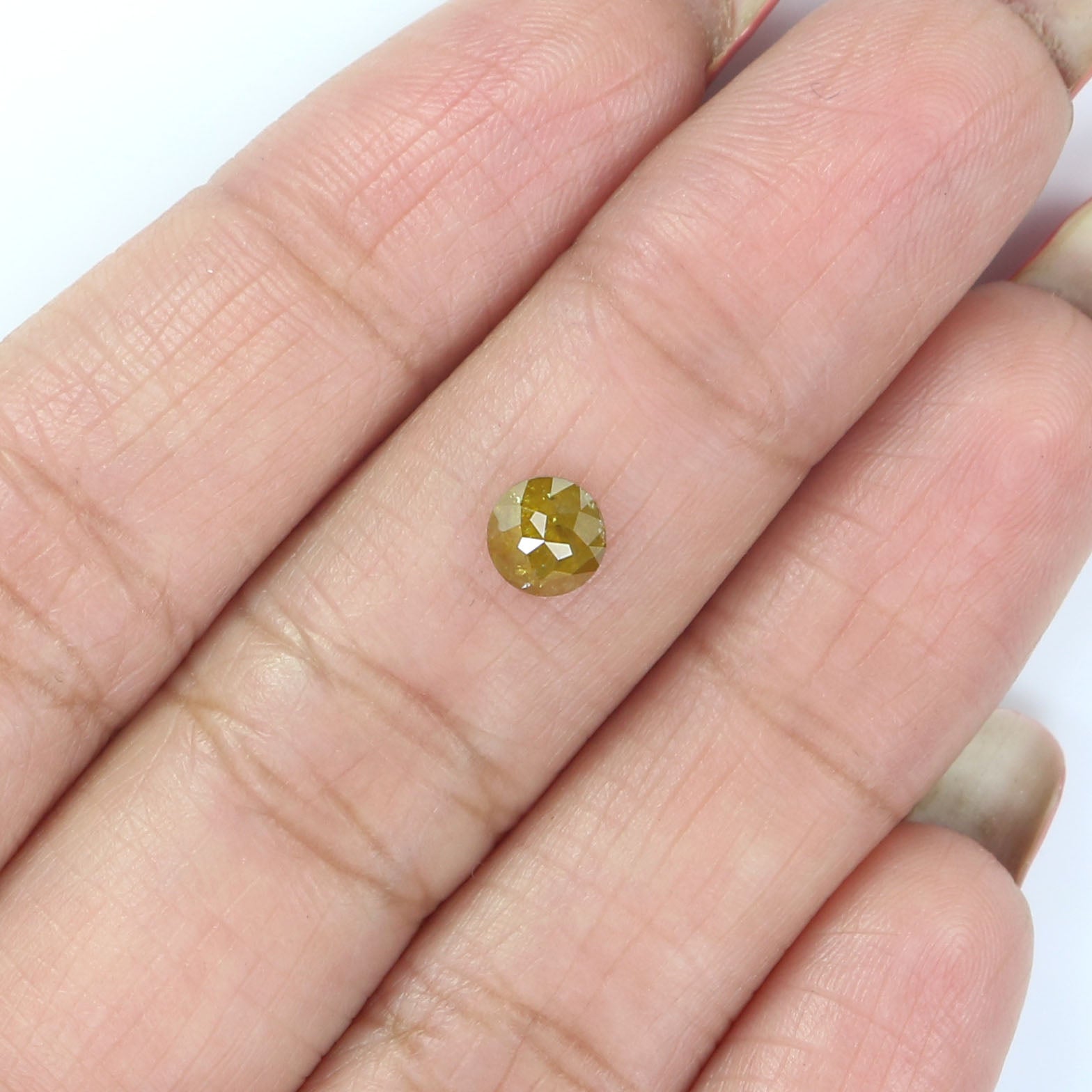 Natural Loose Round Rose Cut Yellow Color Diamond 0.72 CT 5.10 MM Rose Cut Shape Diamond L9146