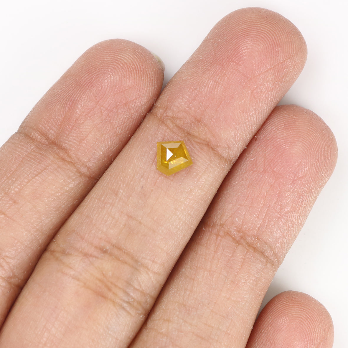 0.56 Ct Natural Loose Pentagon Shape Diamond Yellow Color Pentagon Cut Diamond 5.40 MM Natural Yellow Color Pentagon Rose Cut Diamond KQ2468