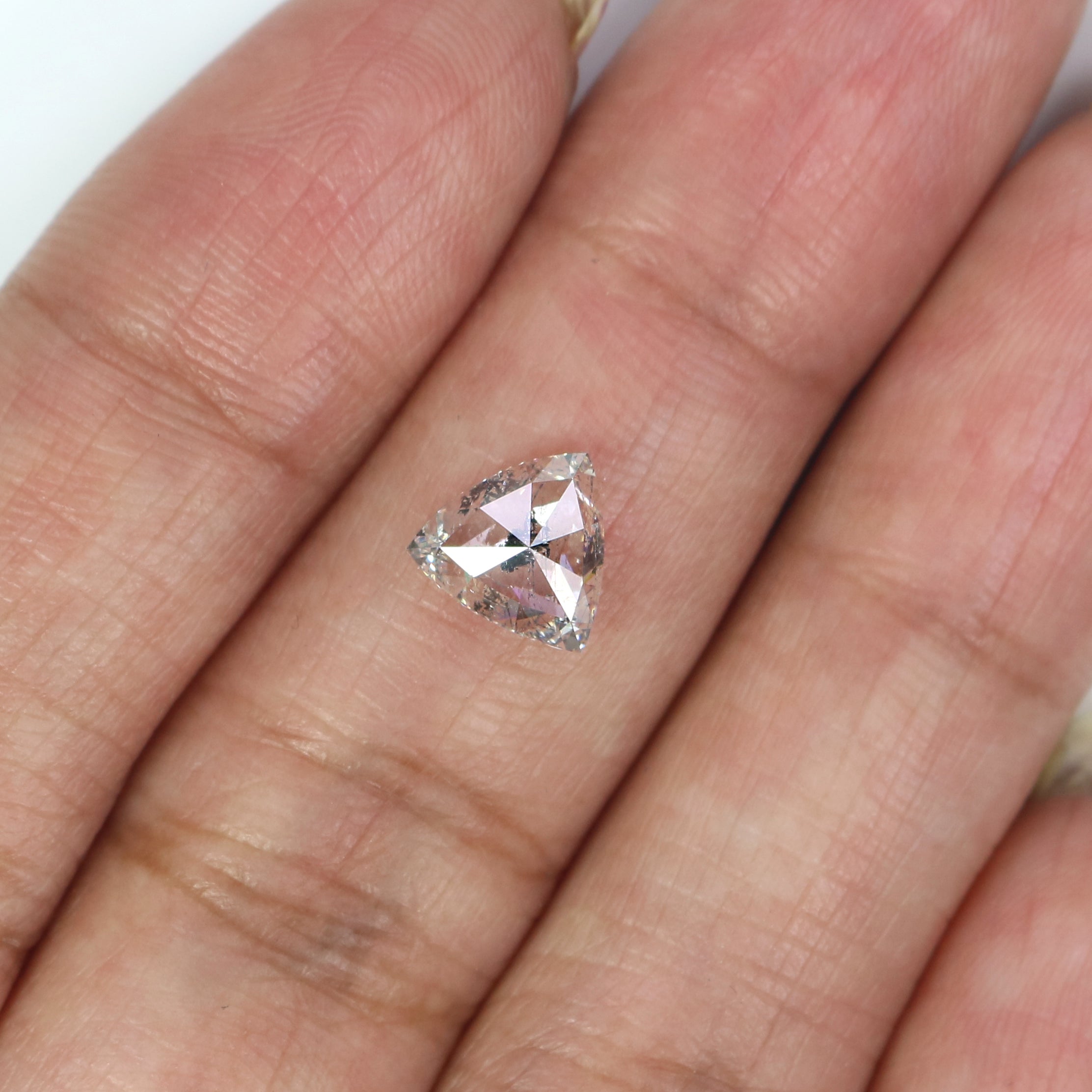 1.37 CT Natural Loose Triangle Shape Diamond White - F Triangle Cut Diamond 7.05 MM Natural White - F Color Triangle Rose Cut Diamond QL2653