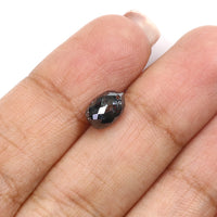 Natural Loose Drop Salt And Pepper Diamond Black Grey Color 2.16 CT 8.10 MM Drop Shape Rose Cut Diamond L2049