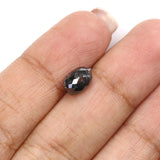 Natural Loose Drop Salt And Pepper Diamond Black Grey Color 2.16 CT 8.10 MM Drop Shape Rose Cut Diamond L2049