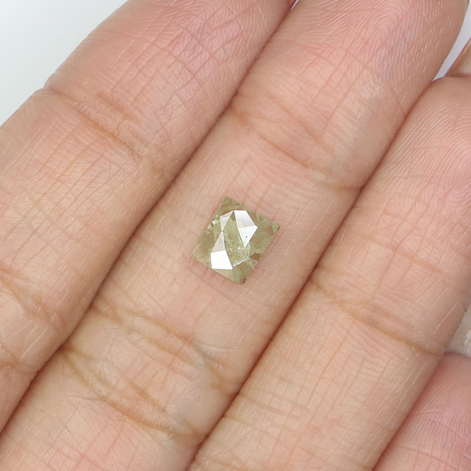 Natural Loose Rectangle Yellow Grey Color Diamond  0.95 CT 6.00 MM Rectangle Shape Rose Cut Diamond L7342