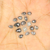 Natural Loose Mix Shape Salt And Pepper Diamond Black Grey Color 2.67 CT 3.30 MM Mix Shape Shape Rose Cut Diamond L959