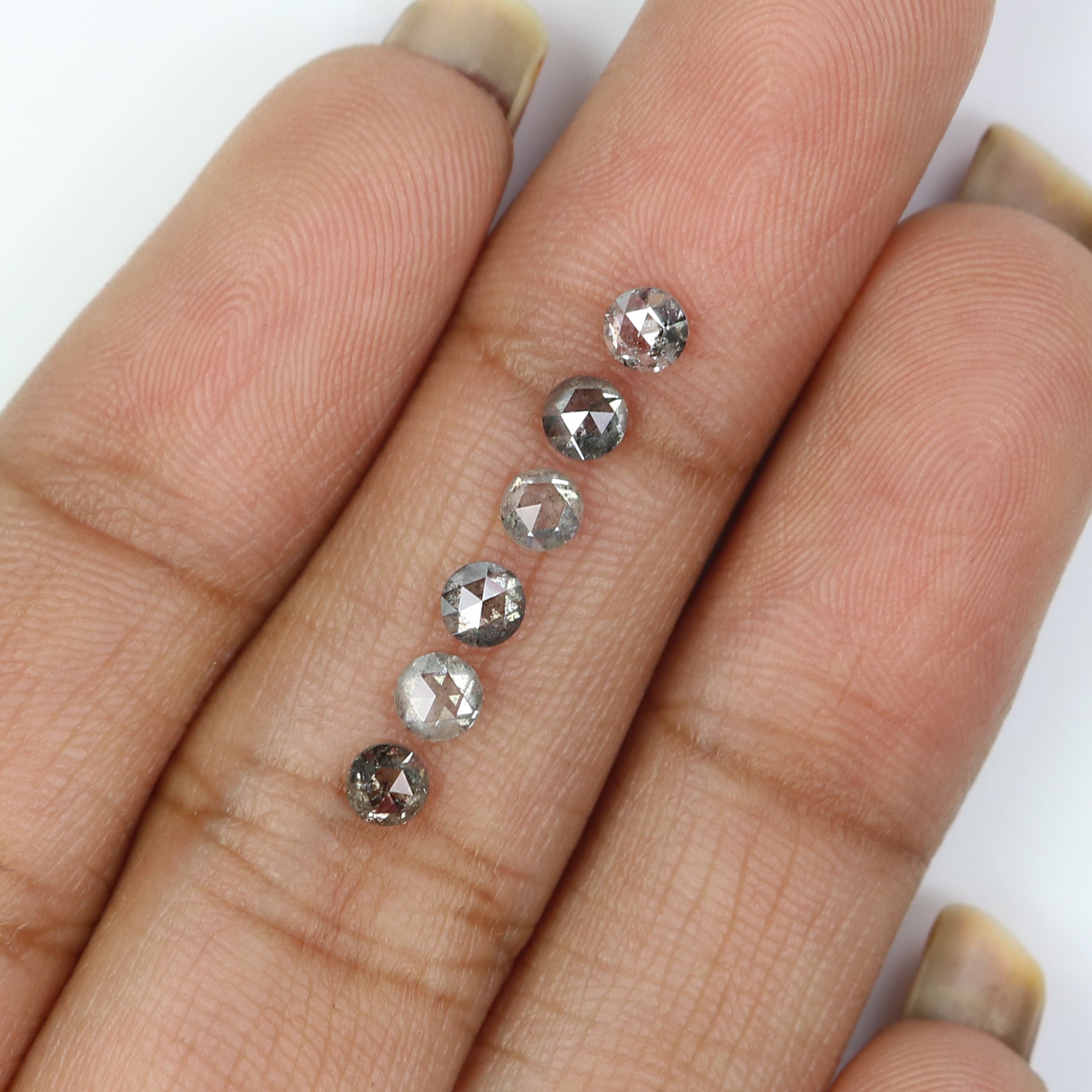 0.97 Ct Natural Loose Round Rose Cut Diamond Salt And Pepper Round Diamond 3.30 MM Natural Black Grey Color Round Rose Cut Diamond KQ2651