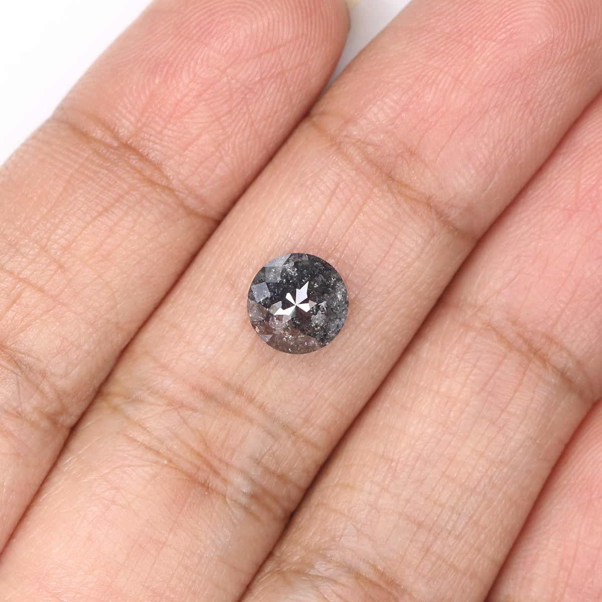 1.77 Ct Natural Loose Round Rose Cut Diamond Salt And Pepper Round Shape Diamond 6.95 MM Natural Black Grey Round Rose Cut Diamond LQ9888