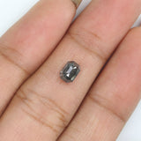 Natural Loose Emerald Salt And Pepper Diamond Black Grey Color 0.65 CT 5.65 MM Emerald Shape Rose Cut Diamond L2530