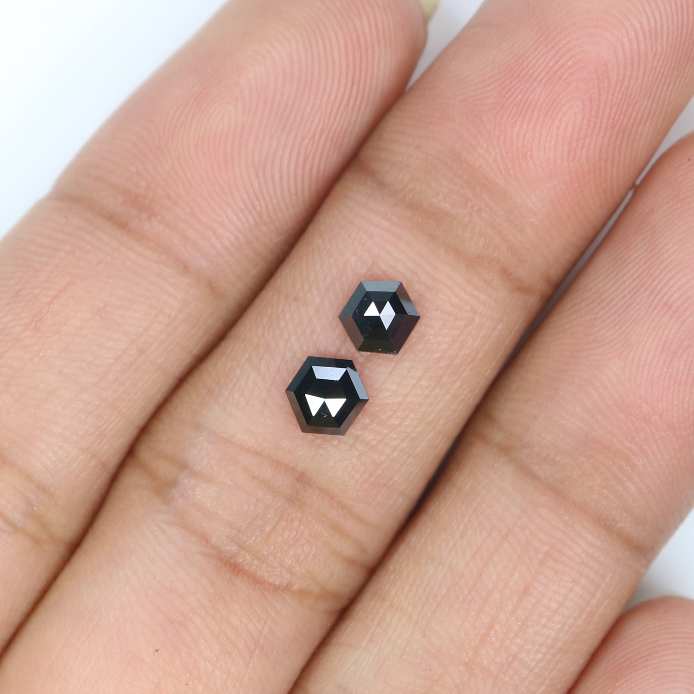 0.58 CT Natural Loose Hexagon Cut Pair Diamond Black Hexagon Cut Diamond 5.05 MM Natural Loose Black Color Hexagon Rose Cut Diamond QK2629