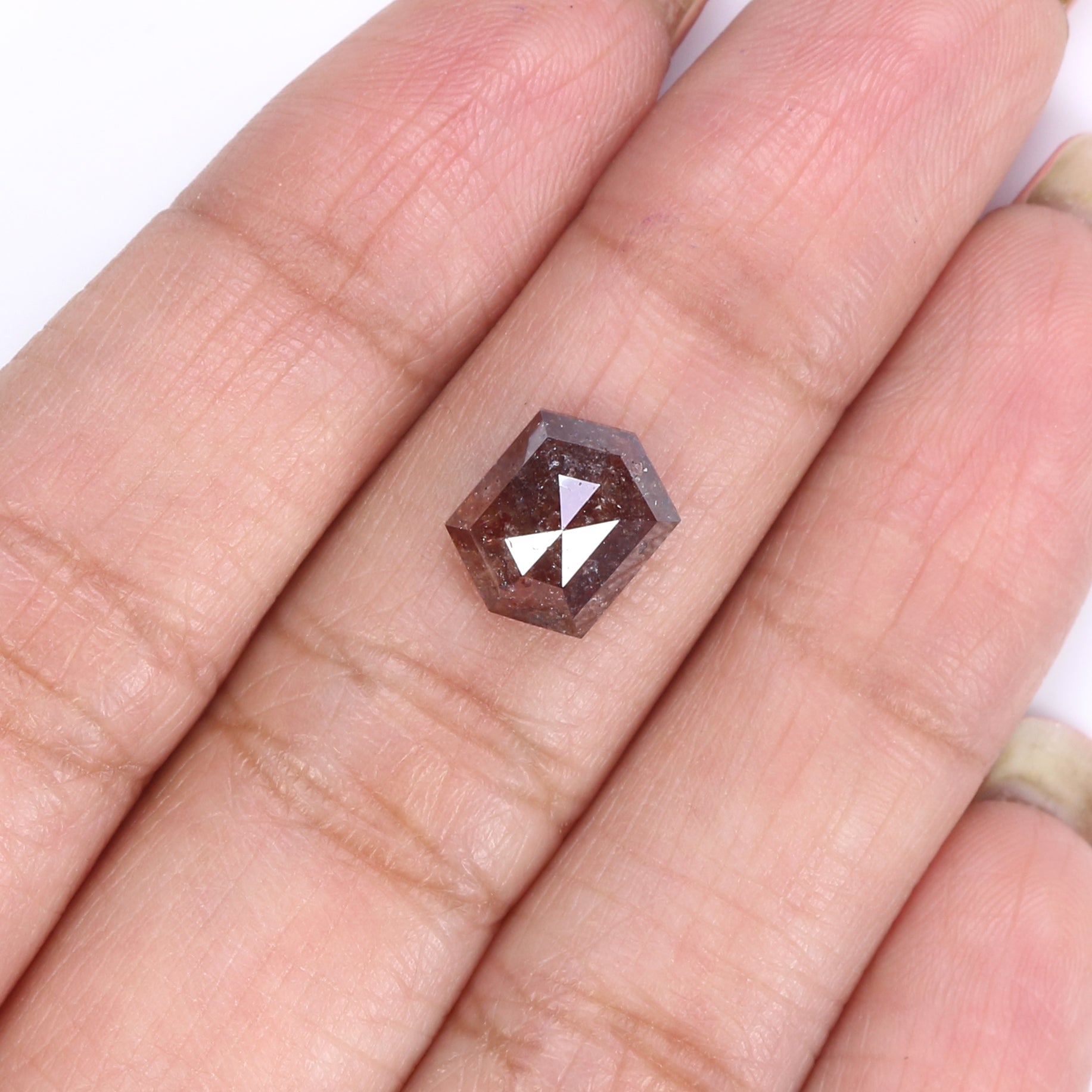 2.66 CT Natural Loose Hexagon Shape Diamond Brown Color Hexagon Cut Diamond 9.40 MM Natural Brown Color Hexagon Rose Cut Diamond LQ2186