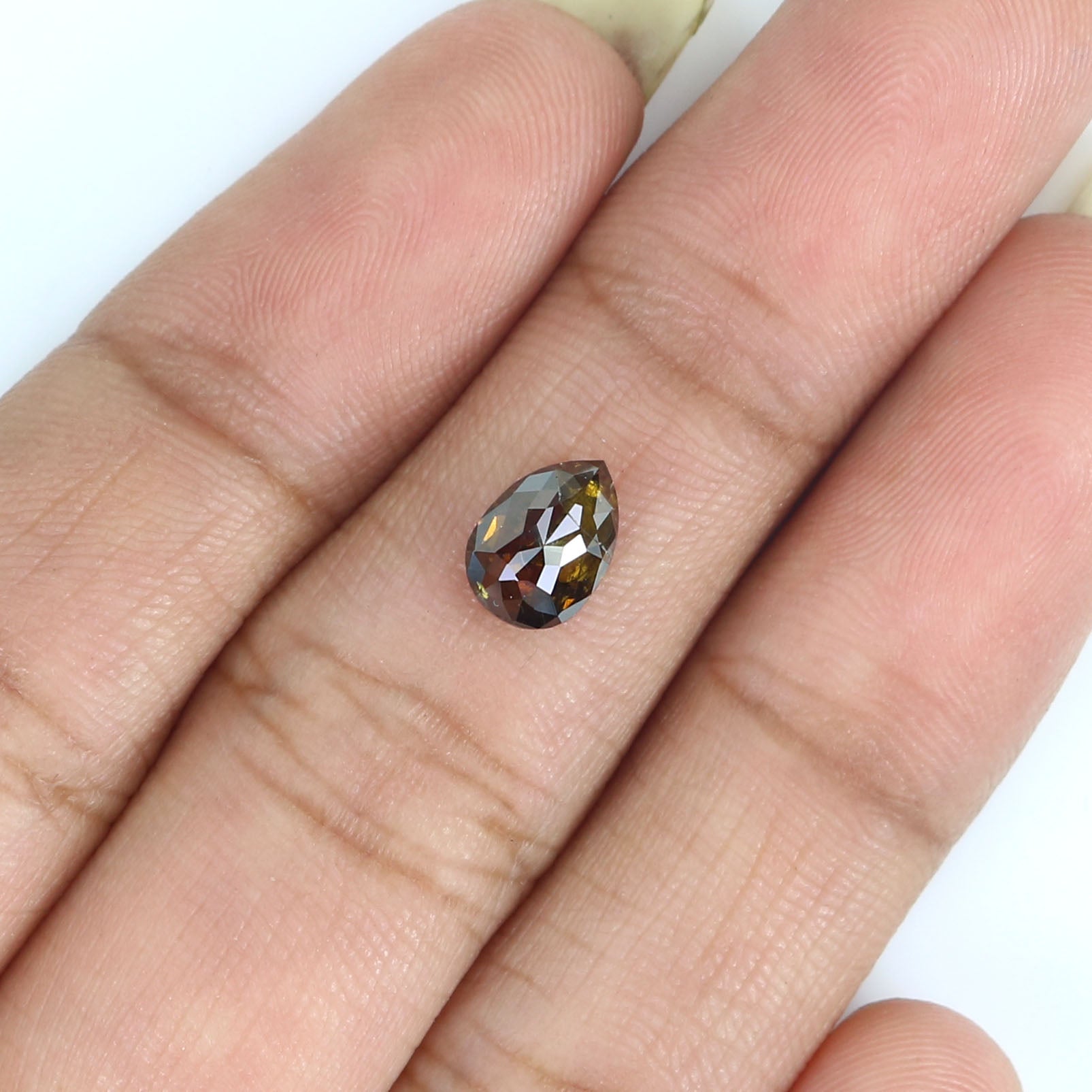 0.90 CT Natural Loose Pear Shape Diamond Brown Color Pear Cut Diamond 7.30 MM Natural Loose Brown Color Diamond Pear Rose Cut Diamond KQ127