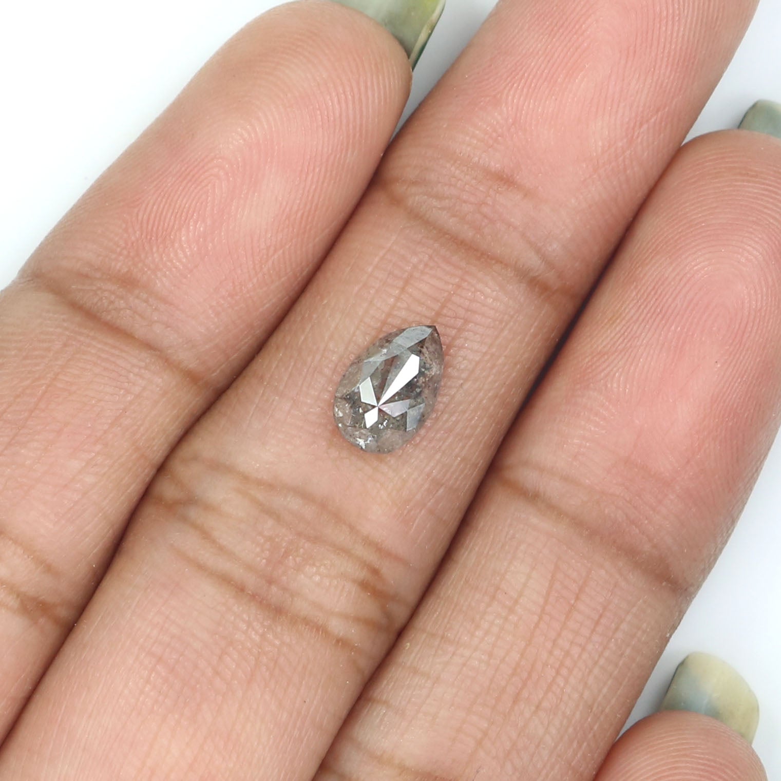 0.94 CT Natural Loose Pear Shape Diamond Salt And Pepper Pear Rose Cut Diamond 7.70 MM Natural Black Grey Color Pear Shape Diamond QK2536