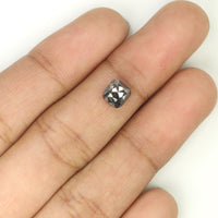 Natural Loose Cushion Salt And Pepper Diamond Black Grey Color 1.08 CT 5.80 MM Cushion Shape Rose Cut Diamond L1291