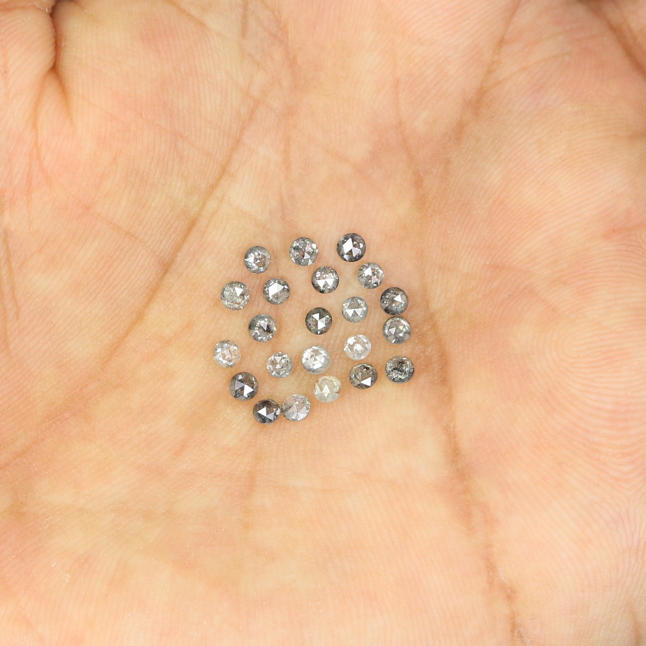 1.34 Ct Natural Loose Round Rose Cut Diamond Salt And Pepper Round Shape Diamond 2.10 MM Natural Black Grey Round Rose Cut Diamond LQ2771