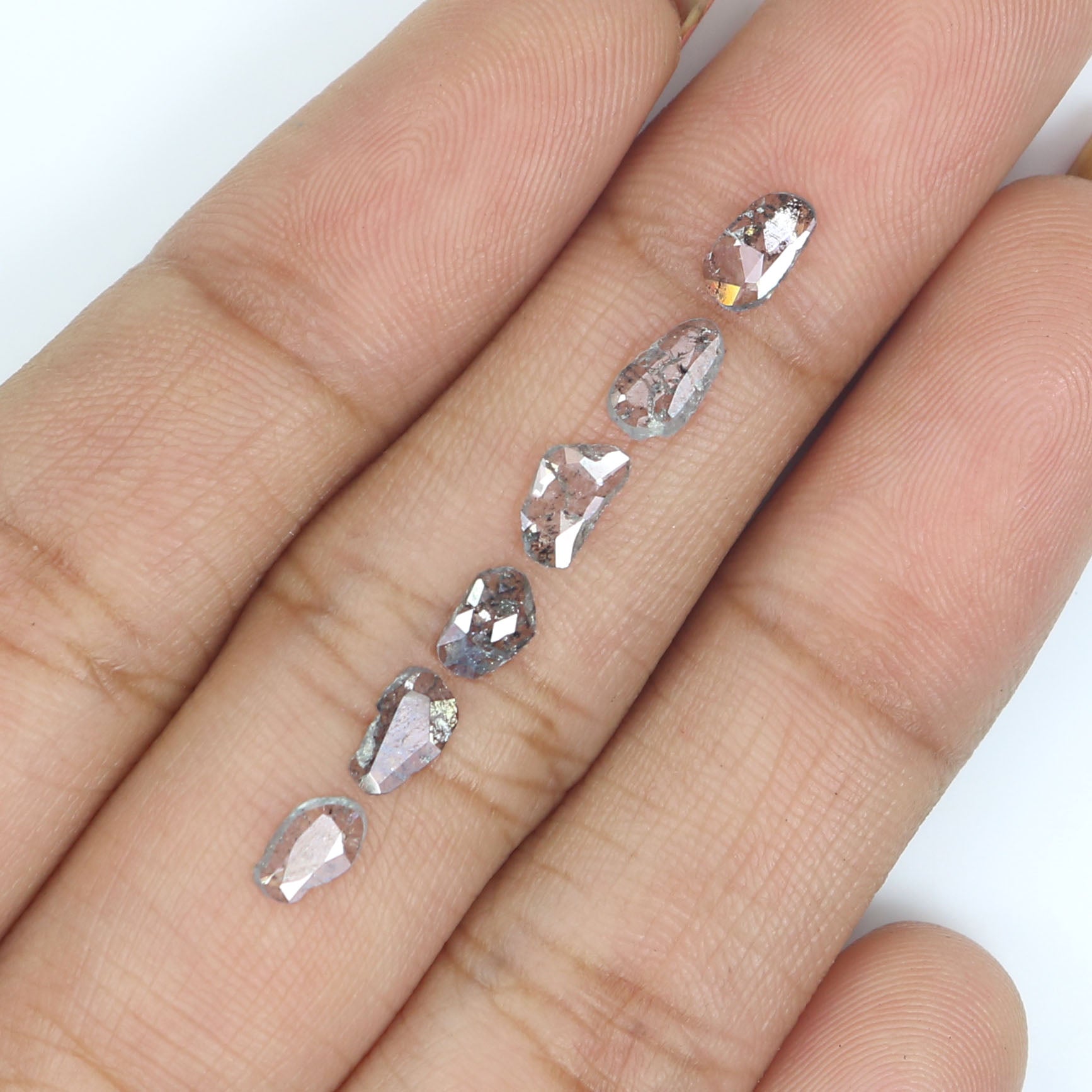 1.02 Ct Natural Loose Slice Shape Diamond Salt And Pepper Slice Diamond 5.00 MM Natural Loose Black Grey Color Irregular Cut Diamond LQ2504