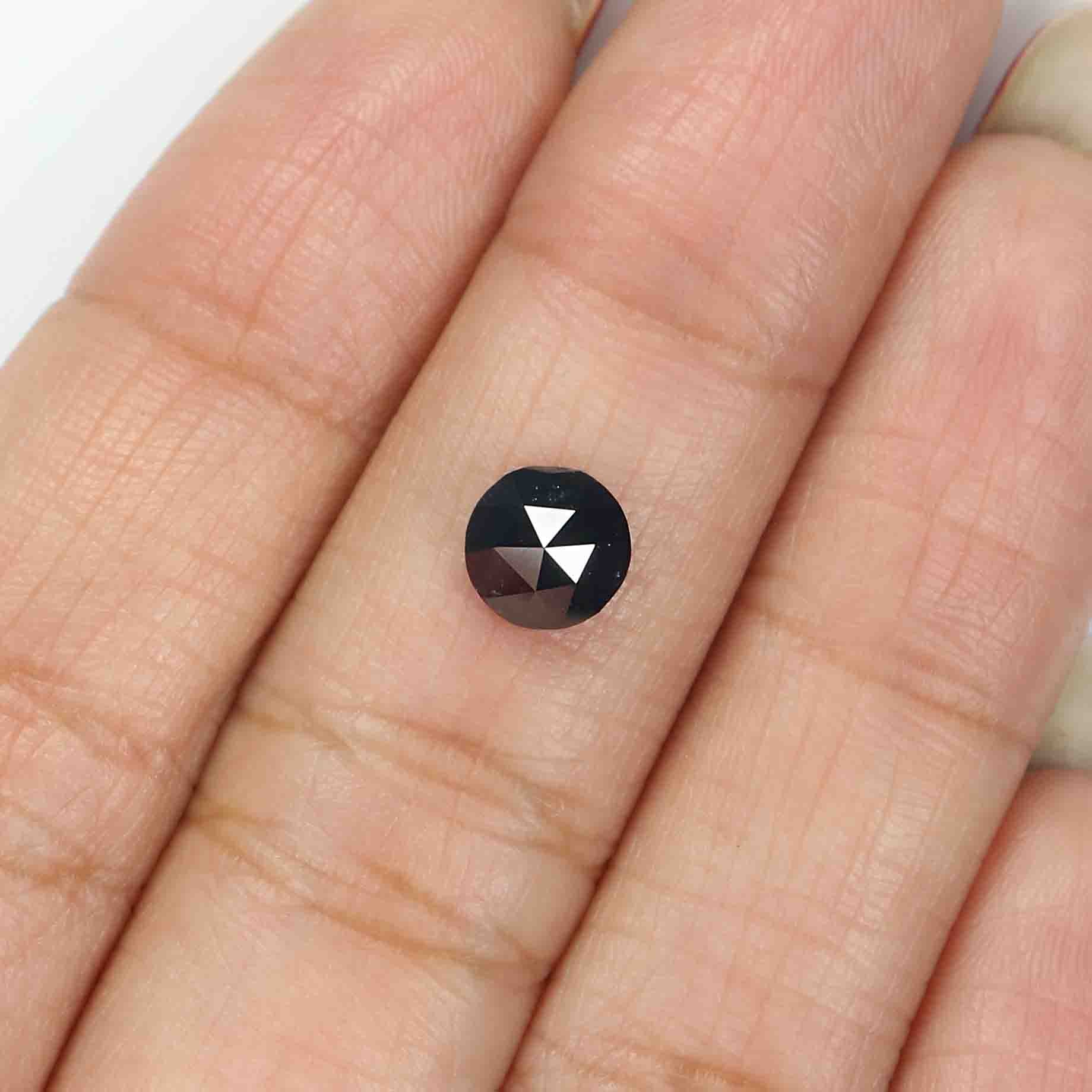 0.98 CT Natural Loose Round Rose Cut Diamond Black Color Round Shape Diamond 6.30 MM Natural Loose Black Color Round Rose Cut Diamond KQ1844