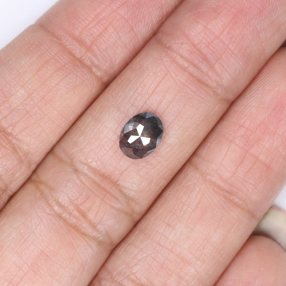 Natural Loose Oval Salt And Pepper Diamond Black Grey Color 0.87 CT 6.69 MM Oval Shape Rose Cut Diamond L2059