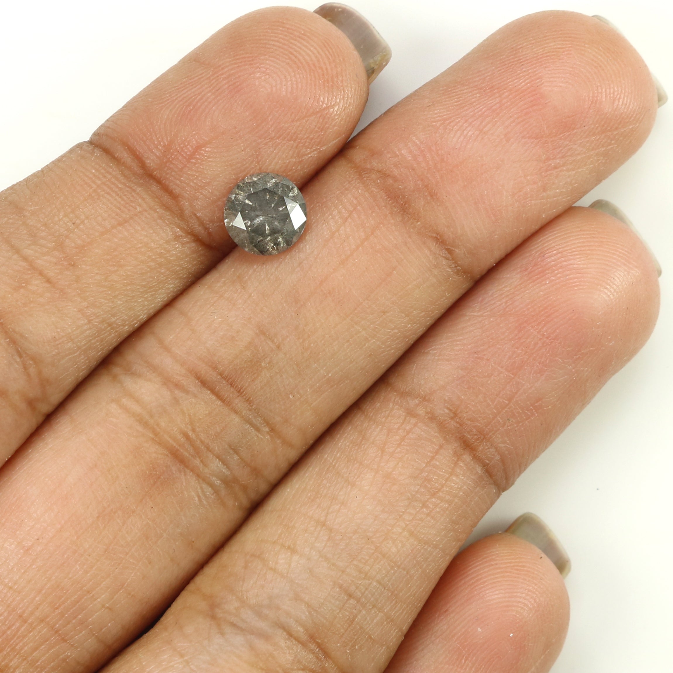 Natural Loose Round Salt And Pepper Diamond Black Grey Color 1.07 CT 6.20 MM Round Brilliant Cut Diamond L1470