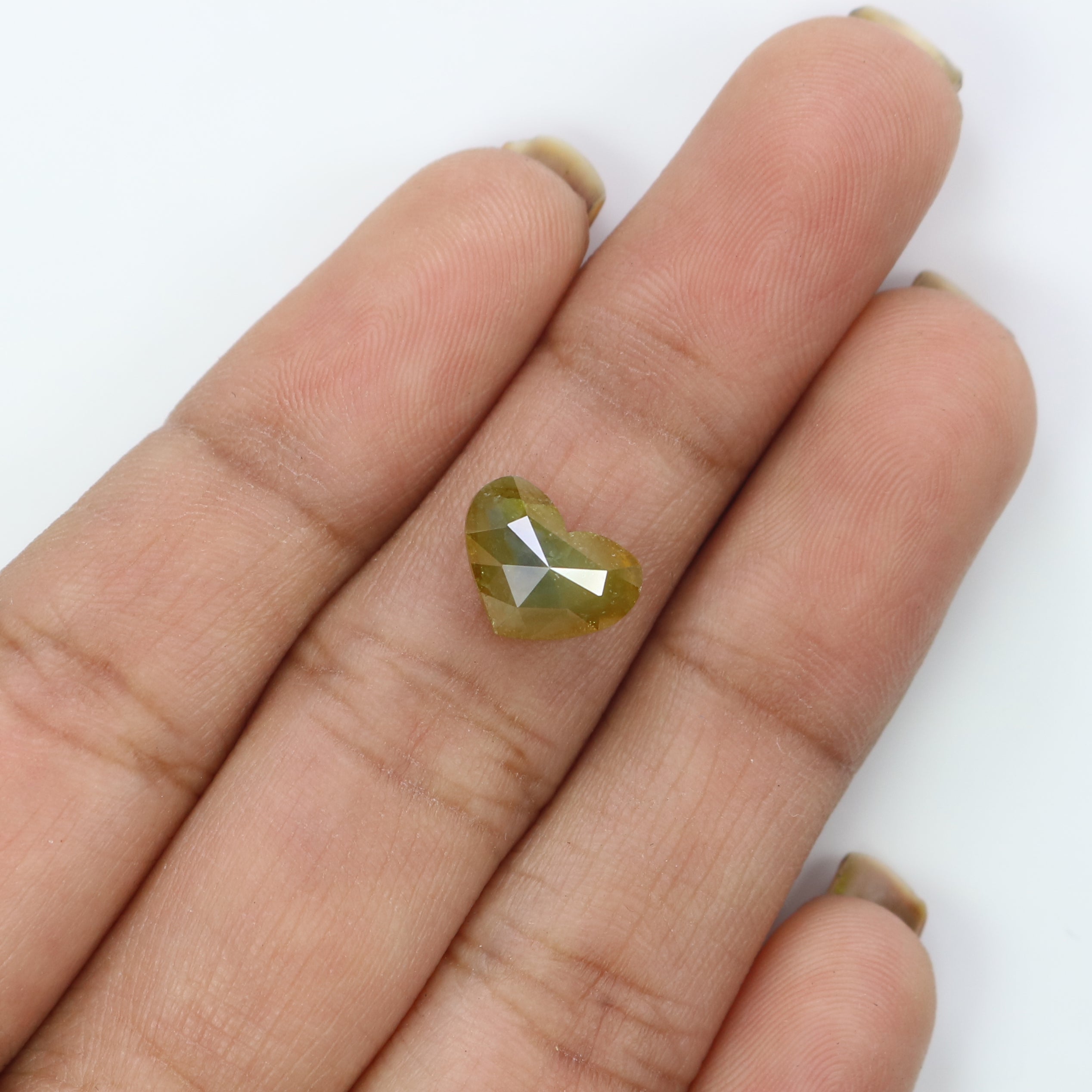 2.34 CT Natural Loose Heart Shape Diamond Yellow Color Heart Cut Diamond 7.35 MM Natural Yellow Color Diamond Heart Rose Cut Diamond LQ2694