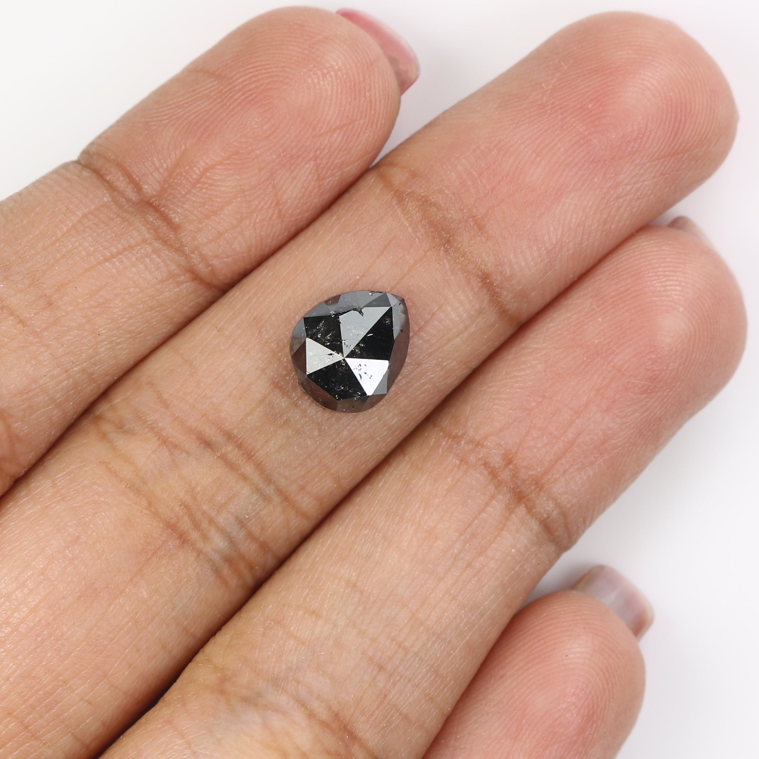 Natural Loose Pear Diamond Black Color 2.17 CT 8.25 MM Pear Shape Rose Cut Diamond L1593