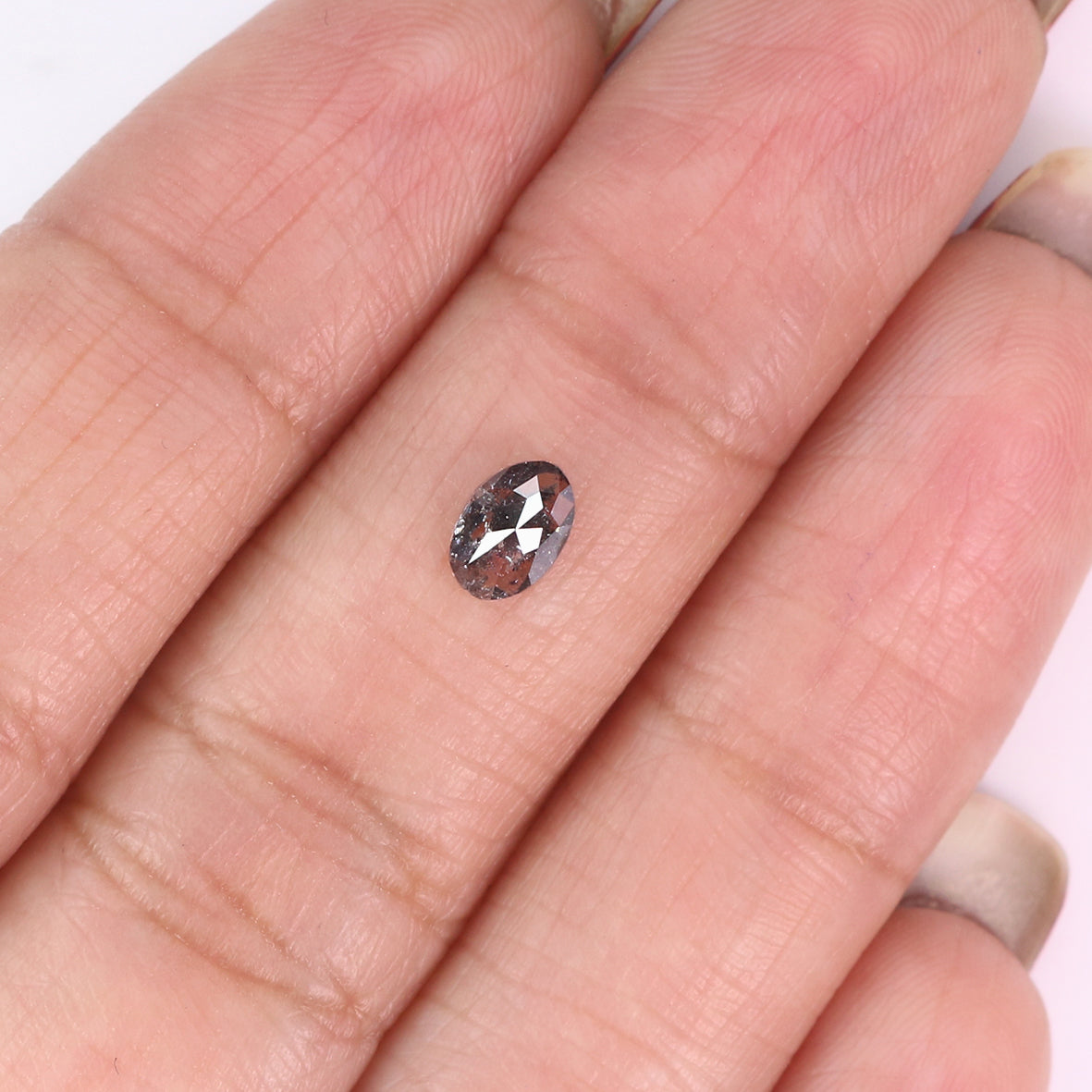 0.36 Ct Natural Loose Oval Shape Diamond Salt And Pepper Oval Diamond 5.60 MM Natural Loose Black Grey Color Oval Rose Cut Diamond KQ2484