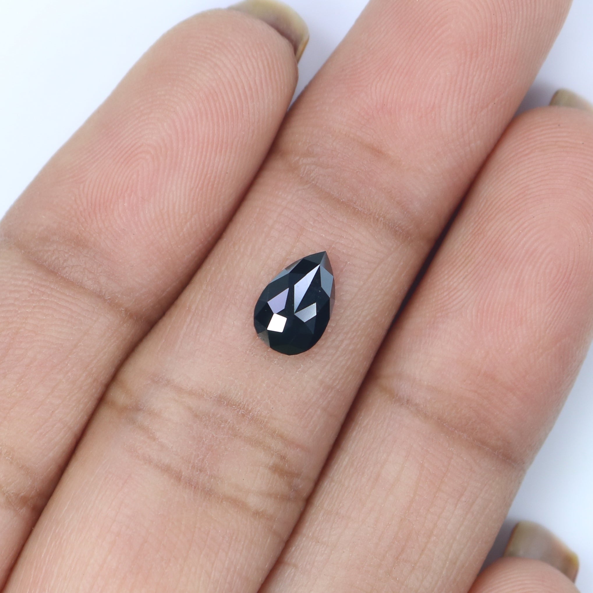 0.63 Ct Natural Loose Pear Shape Diamond Black Color Pear Cut Diamond 7.65 MM Natural Loose Black Color Diamond Pear Rose Cut Diamond KQ2623