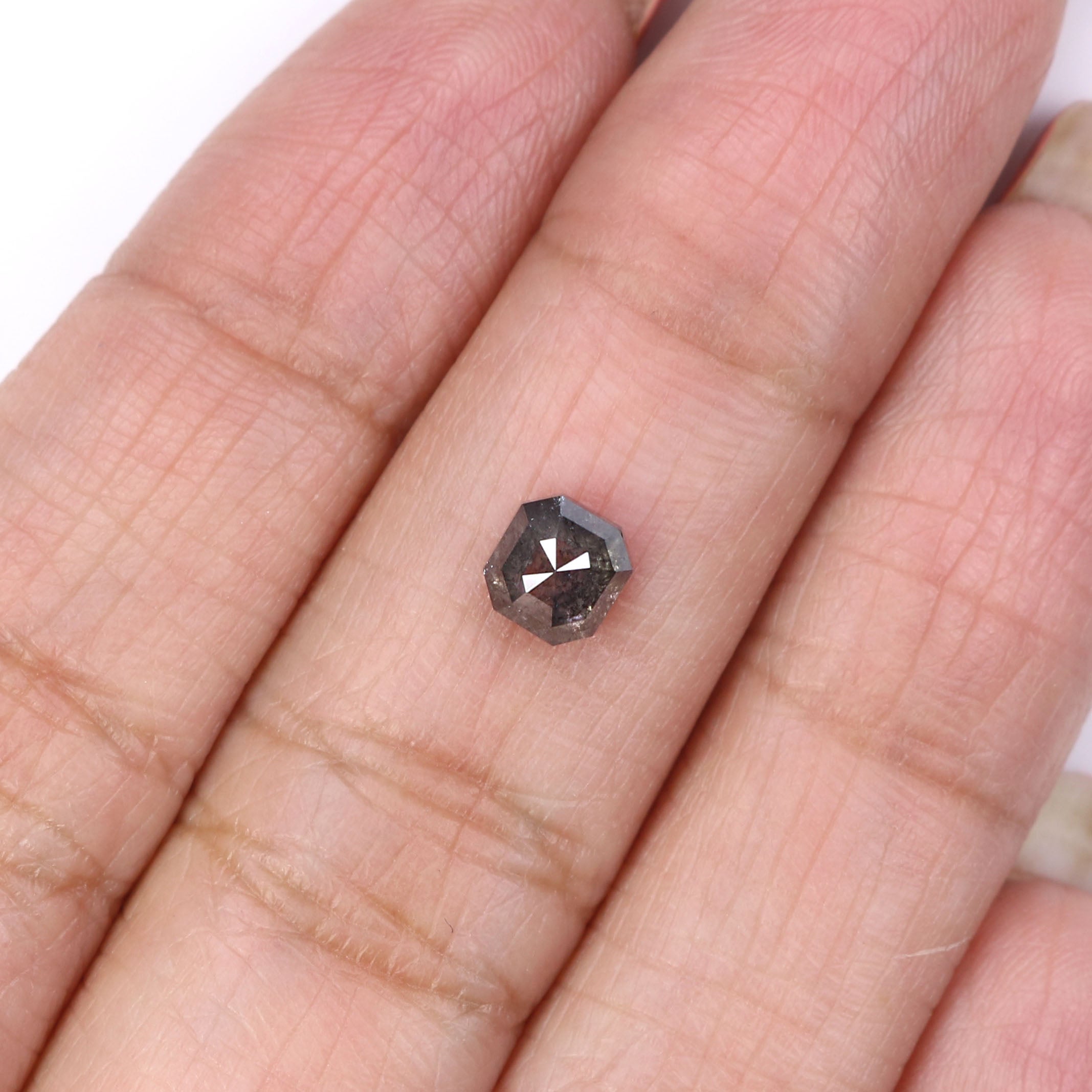 0.87 CT Natural Loose Radiant Shape Diamond Salt And Pepper Radiant Cut Diamond 4.90 MM Natural Black Grey Radiant Rose Cut Diamond LQ5859