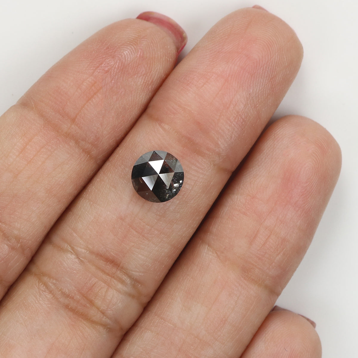 Natural Loose Rose Cut Salt And Pepper Diamond Black Grey Color 1.26 CT 6.70 MM Rose Cut Shape Diamond L278