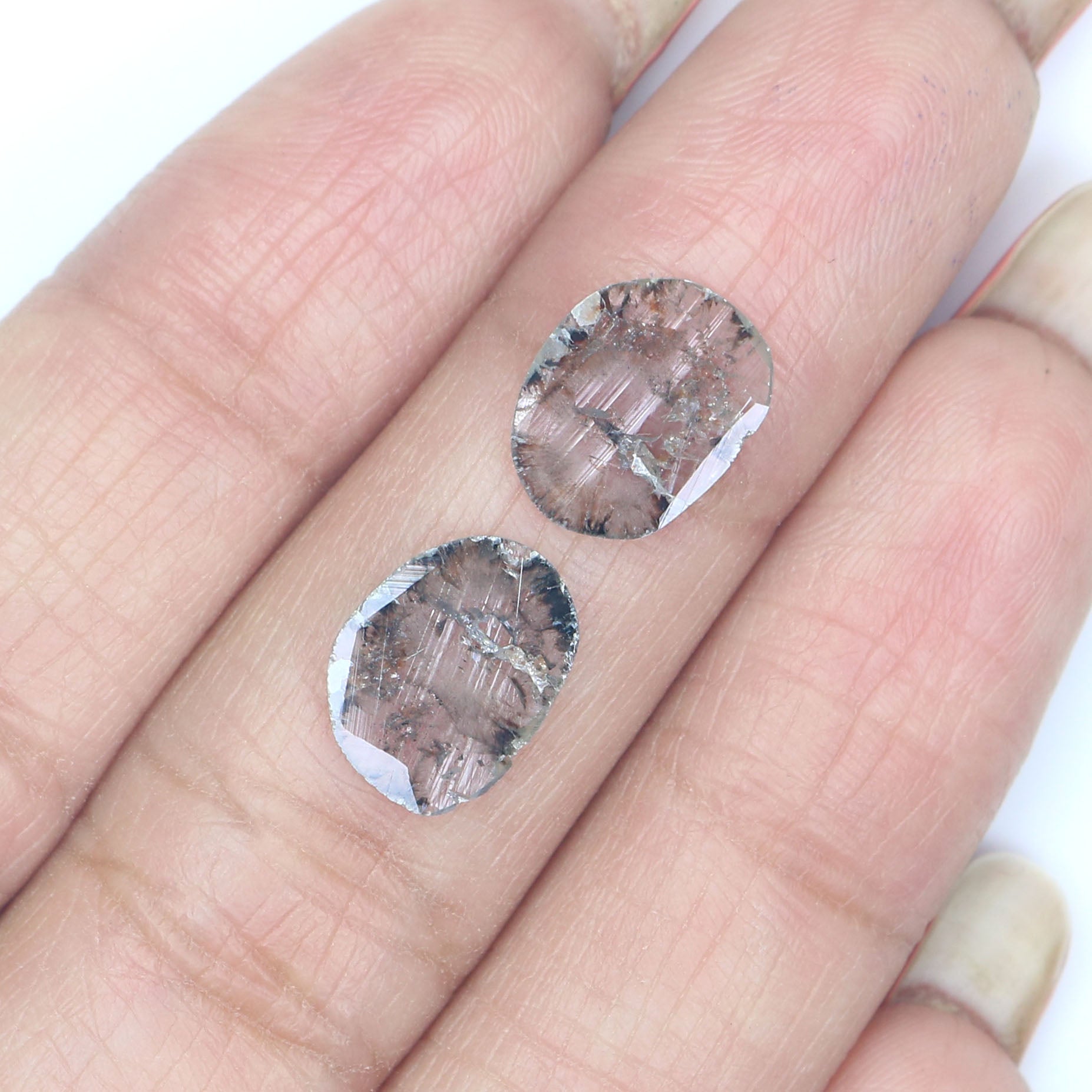 1.76 Ct Natural Loose Slice Shape Diamond Slice Salt And Pepper Diamond 10.60 MM Slice Natural Loose Diamond Slice Black Grey Diamond KQ2560