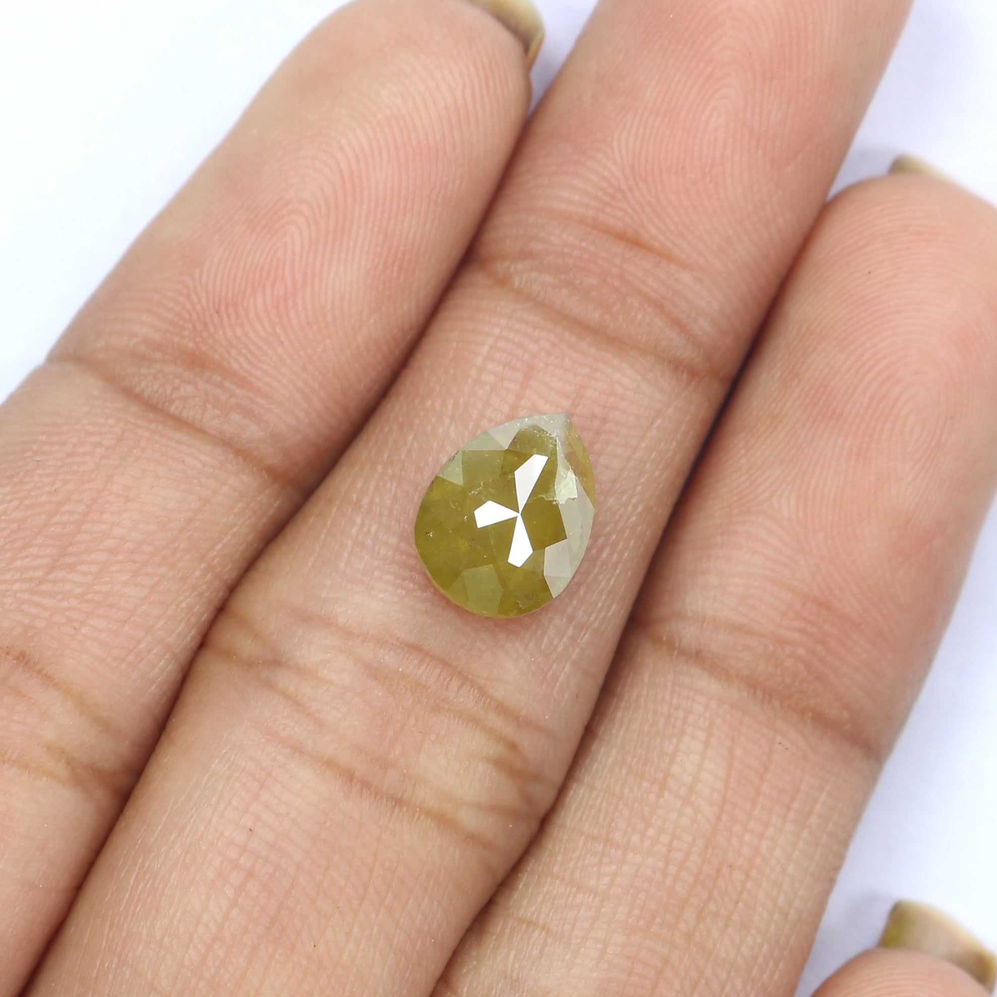 1.93 CT Natural Loose Pear Shape Diamond Yellow Color Pear Cut Diamond 9.35 MM Natural Loose Yellow Diamond Pear Rose Cut Diamond LQ2693
