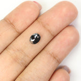 Natural Loose Oval Salt And Pepper Diamond Black Grey Color 1.12 CT 6.85 MM Oval Shape Rose Cut Diamond L1586