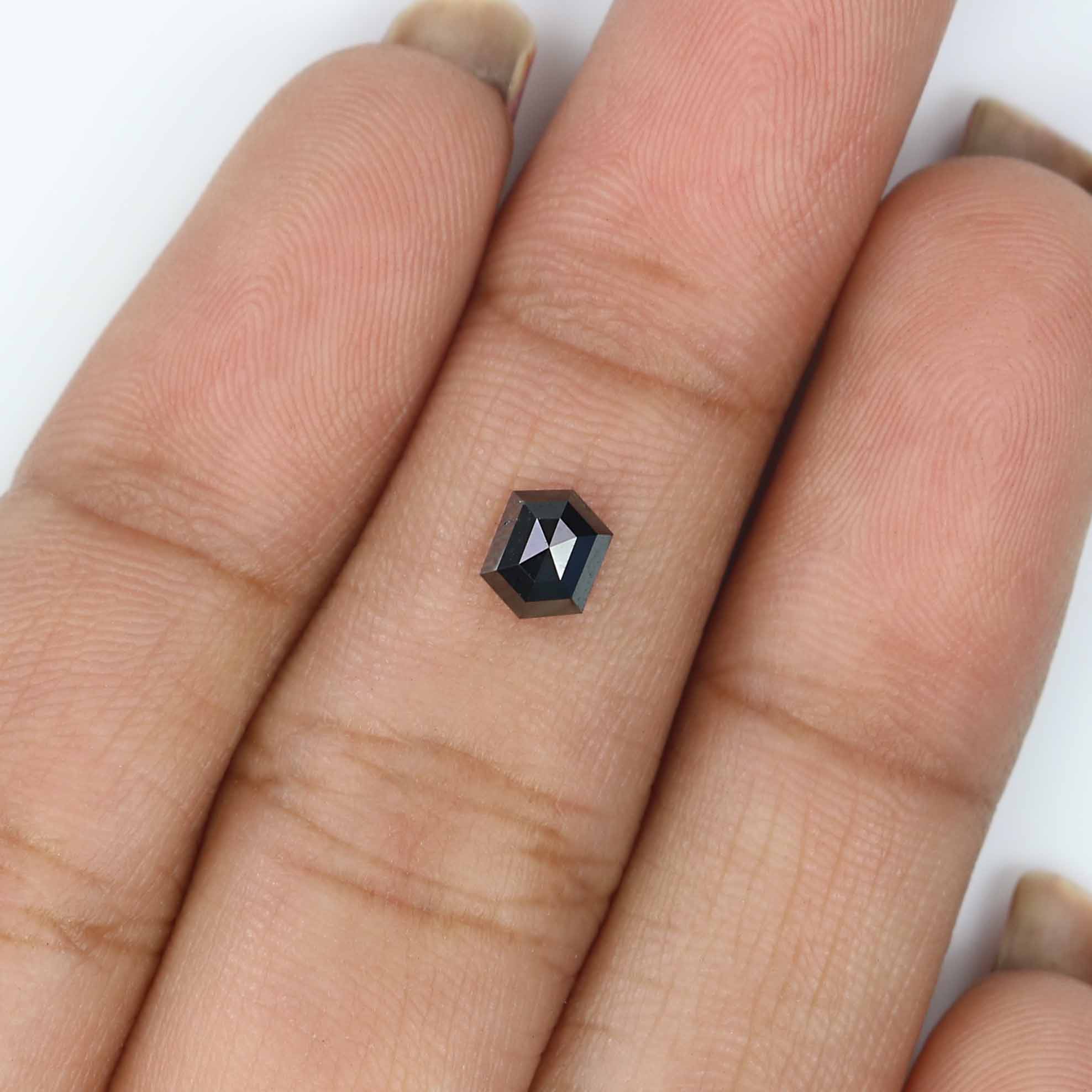 0.49 CT Natural Loose Hexagon Shape Diamond Black Color Hexagon Diamond 5.30 MM Natural Loose Black Color Hexagon Rose Cut Diamond KQ2646