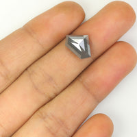 Natural Loose Shield Salt And Pepper Diamond Grey Color 3.45 CT 8.70 MM Shield Shape Rose Cut Diamond KDL1055