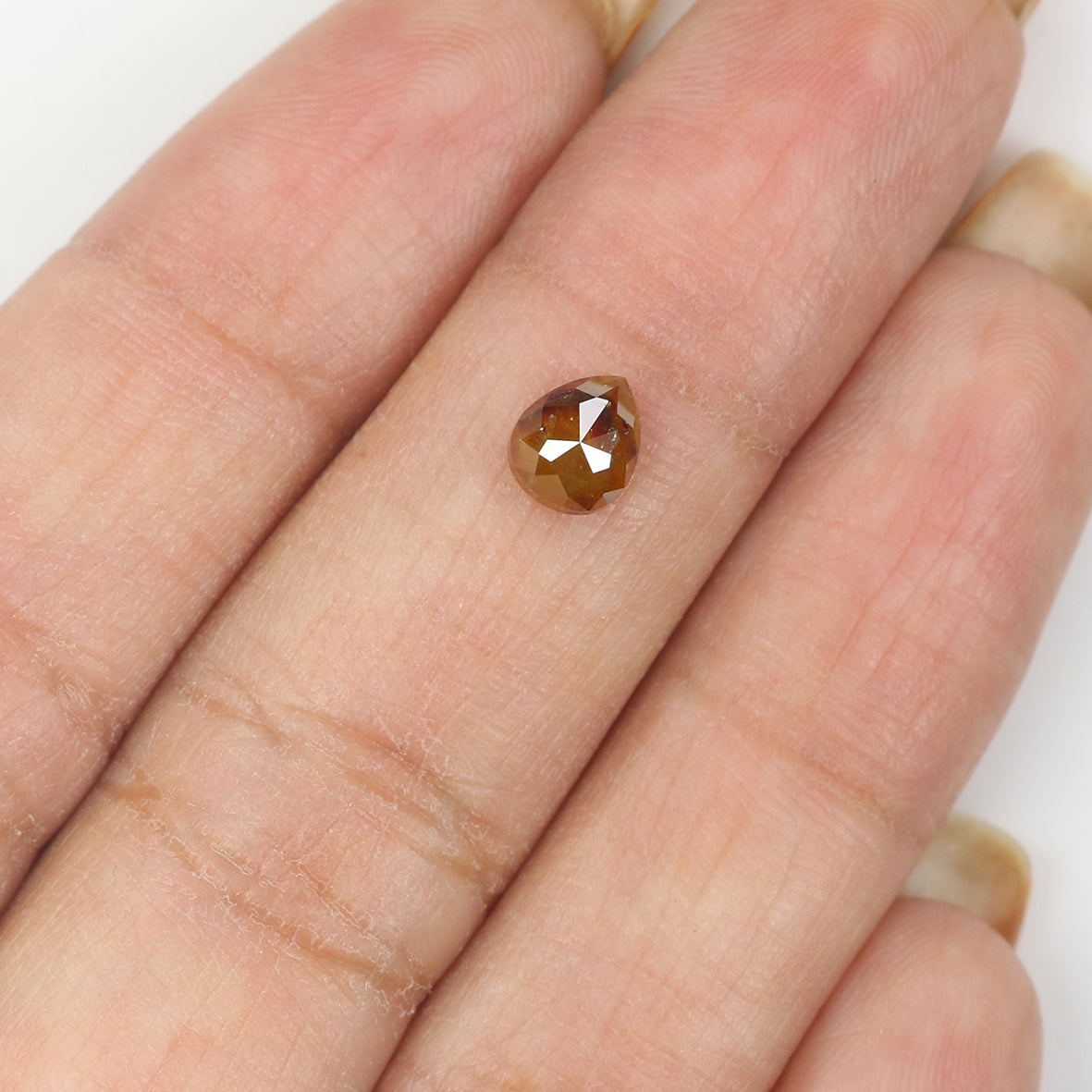 Natural Loose Pear Diamond Yellow Brown Color 0.77 CT 5.85 MM Pear Shape Rose Cut Diamond L1759