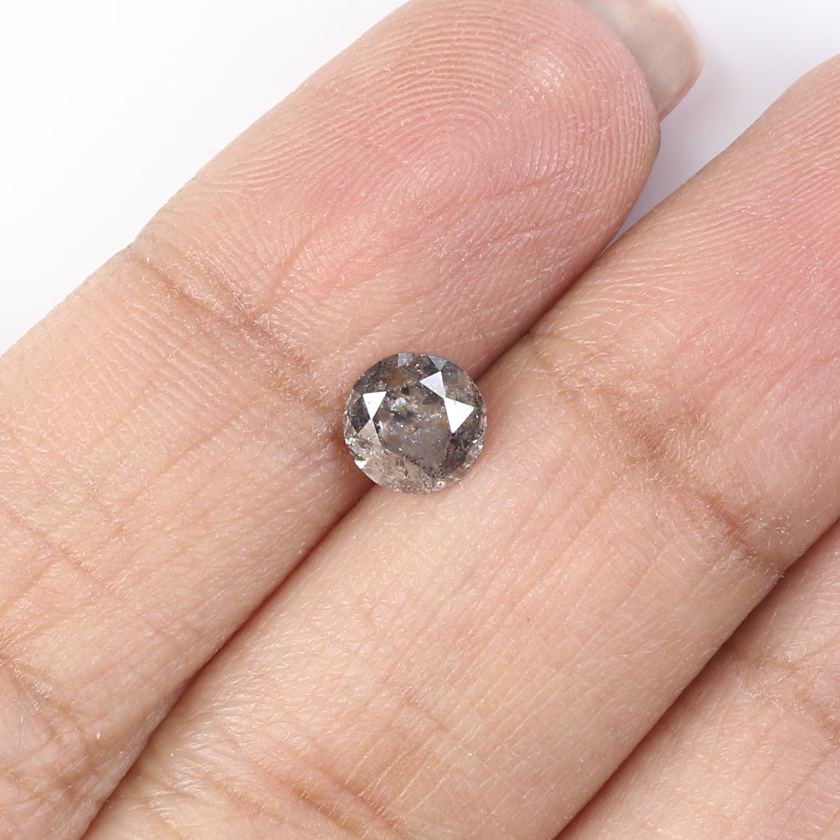 Natural Loose Round Salt And Pepper Diamond Black Grey Color 0.84 CT 5.90 MM Round Brilliant Cut Diamond L9963