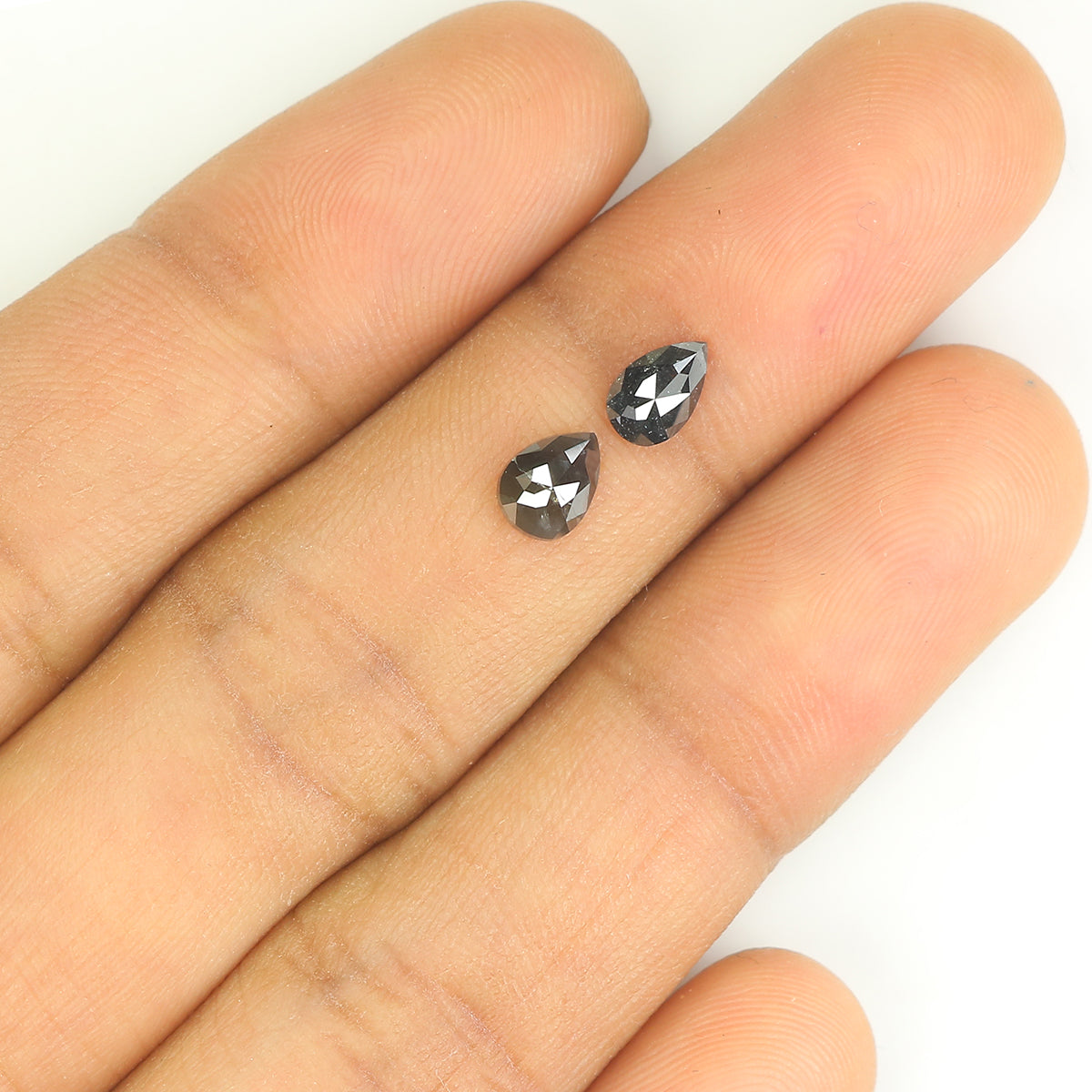 0.73 CT Natural Loose Pear Cut Pair Diamond Salt And Pepper Pear Shape Diamond 5.65 MM Natural Black Grey Color Pear Rose Cut Diamond KQ2386