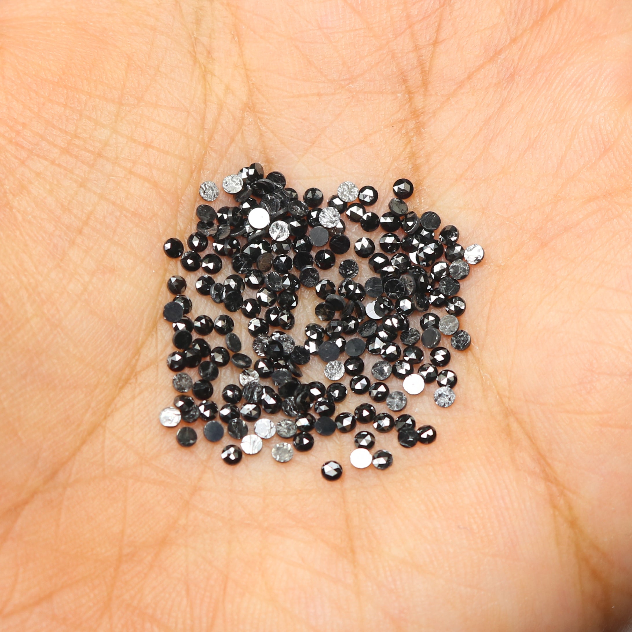 3.01 CT Natural Loose Round Rose Cut Diamond Black Color Round Shape Diamond 1.60 MM Natural Loose Black Color Round Rose Cut Diamond LQ1886