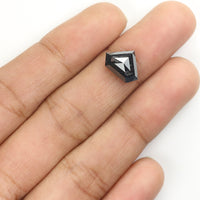 Natural Loose Shield Salt And Pepper Diamond Black Grey Color 3.03  CT 8.20 MM Shield Shape Rose Cut Diamond KDL1117