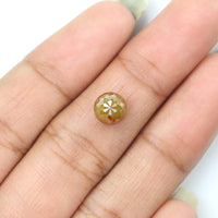 Natural Loose Round Rose Cut Yellow Brown Color Diamond 1.84 CT 6.60 MM Round Rose Cut  Shape Diamond L5280