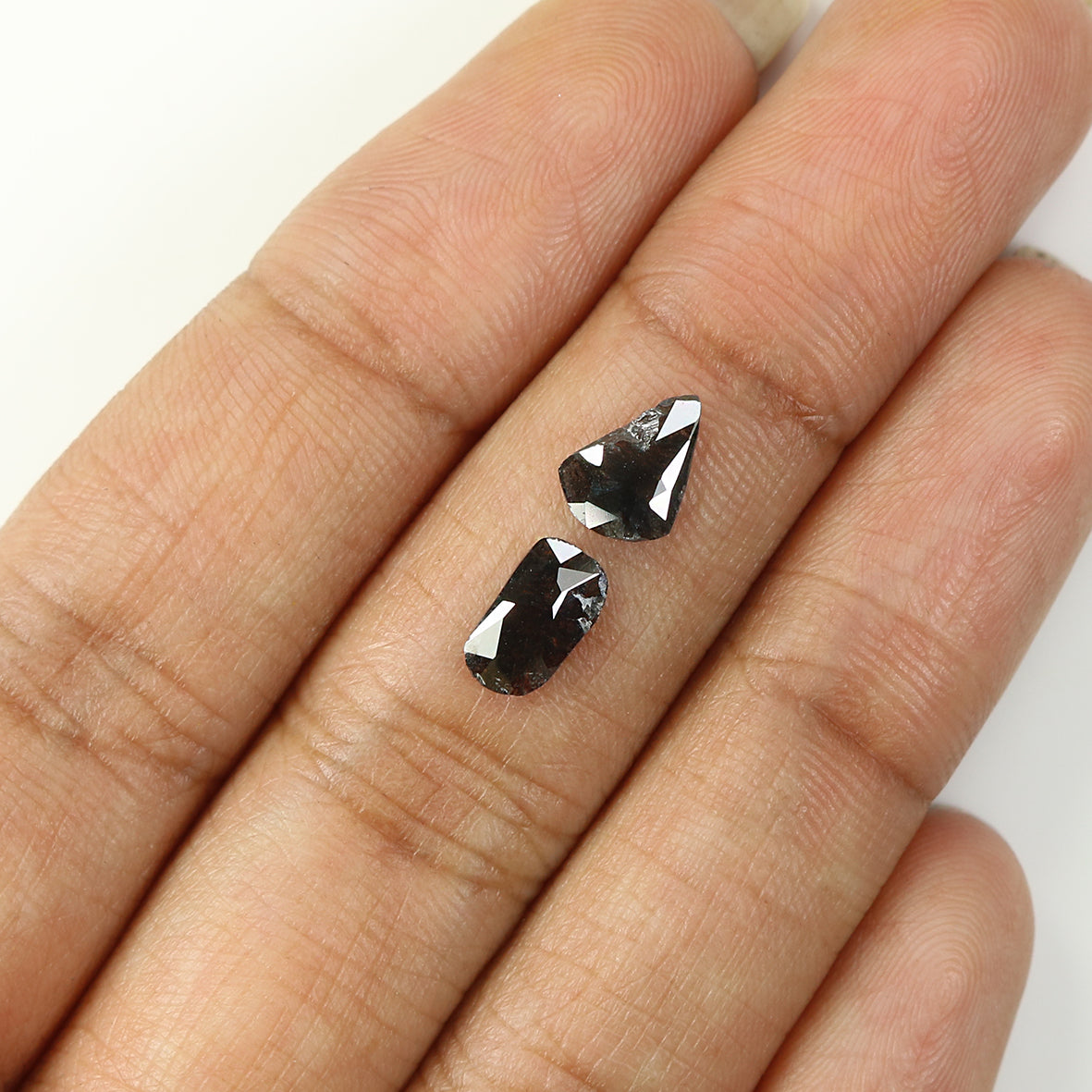1.15 Ct Natural Loose Slice Shape Diamond Salt And Pepper Slice Diamond 7.65 MM Natural Black Grey Color Slice Irregular Cut Diamond LQ1437