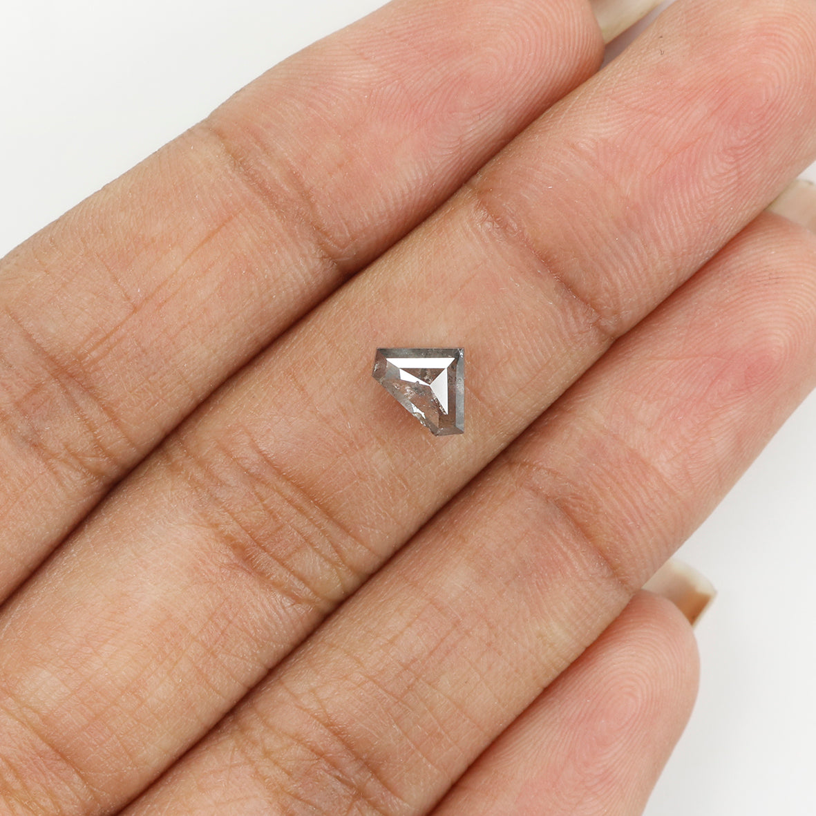 0.77 Ct Natural Loose Shield Shape Diamond Salt And Pepper Shield Cut Diamond 5.25 MM Black Gray Color Shield Shape Rose Cut Diamond QL441