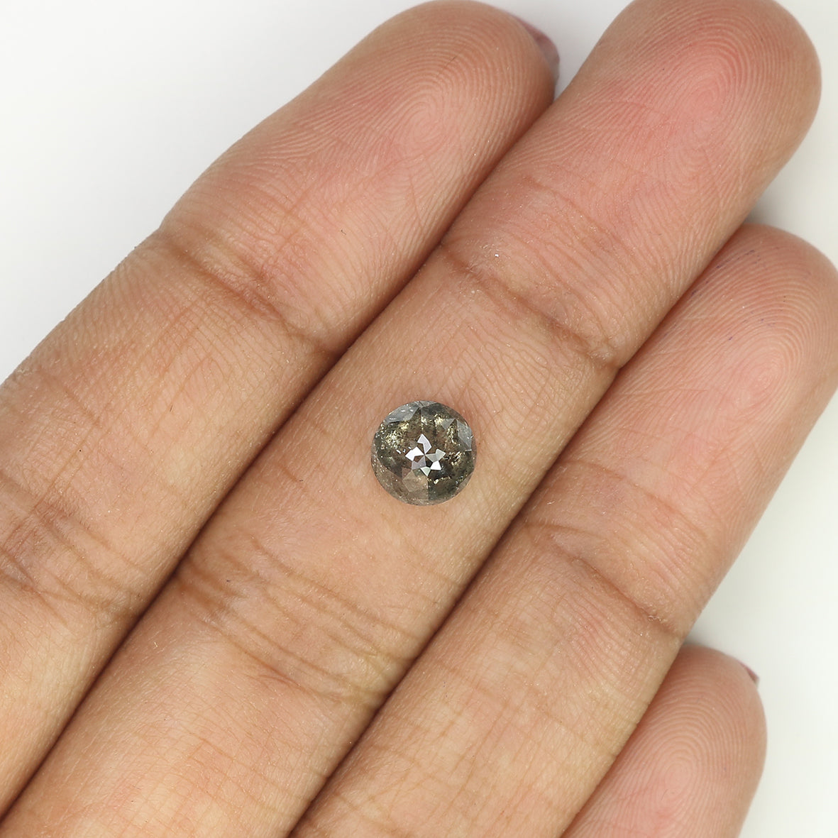 0.95 CT Natural Loose Round Rose Cut Diamond Salt And Pepper Round Shape Diamond 6.30 MM Natural Black Grey Round Rose Cut Diamond LQ966