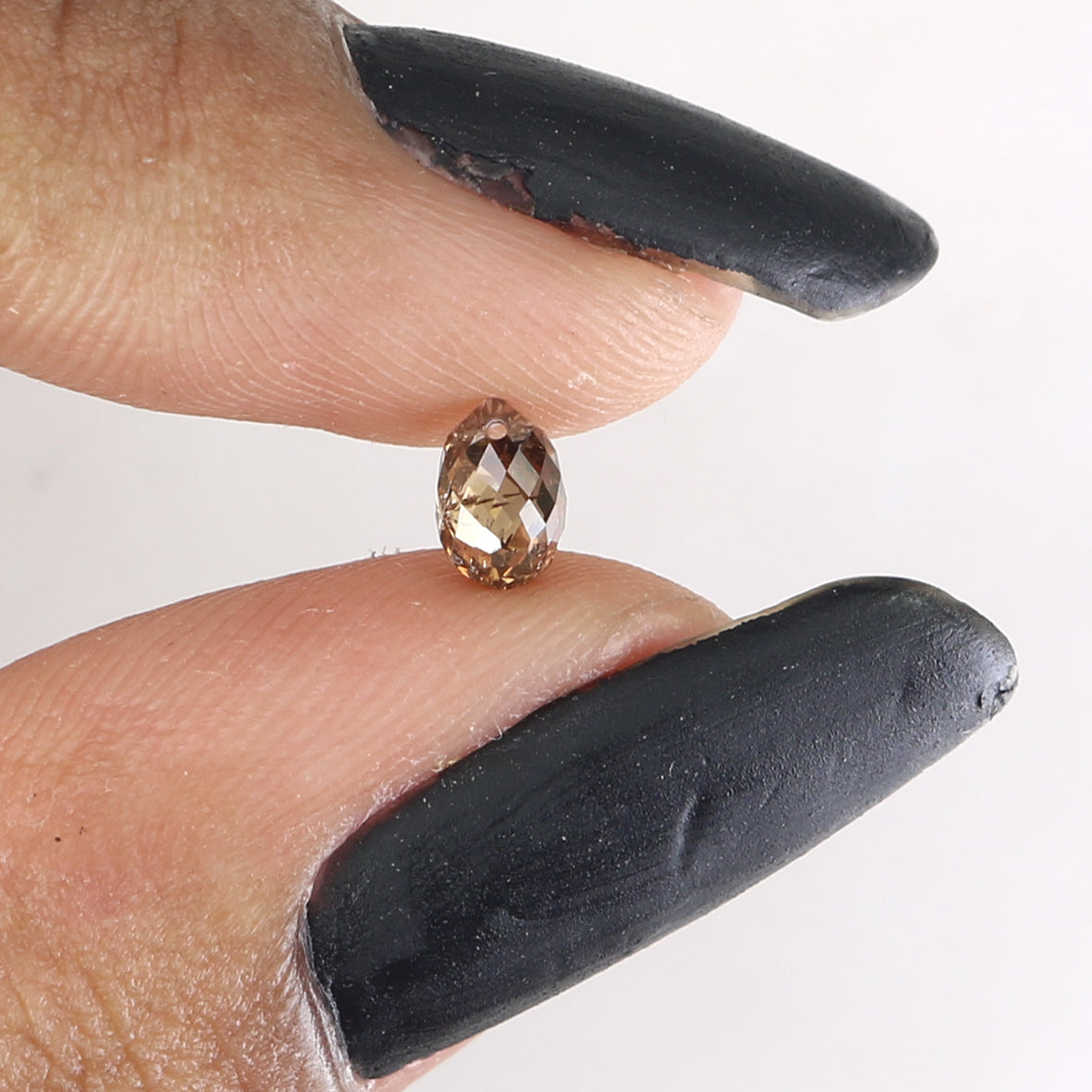 0.63 Ct Natural Loose Briolette Shape Diamond Brown Color Drop Diamond 5.55 MM Natural Loose Brown Color Briolette Rose Cut Diamond KQ2248