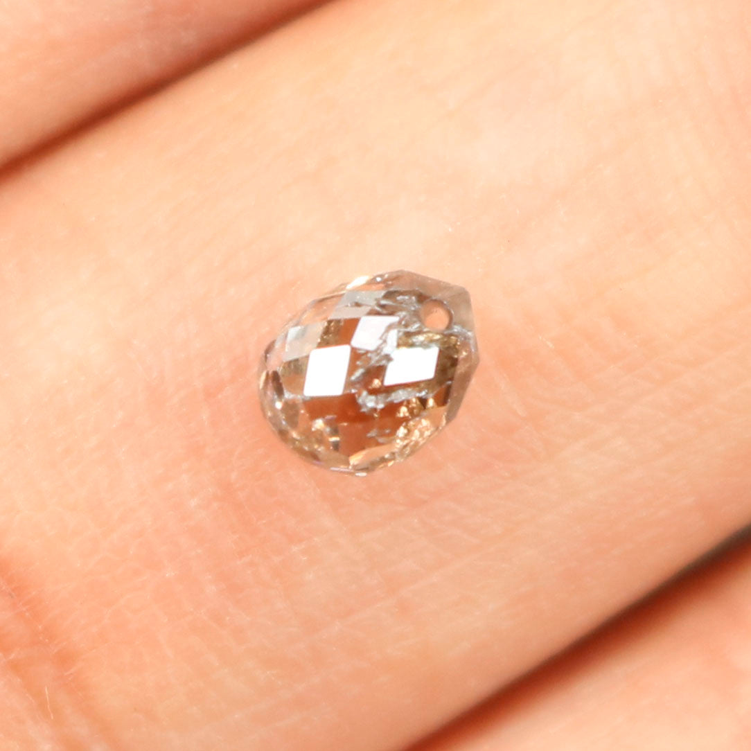0.67 Ct Natural Loose Briolette Shape Diamond Brown Color Drop Diamond 5.05 MM Natural Loose Brown Color Briolette Rose Cut Diamond LQ9832